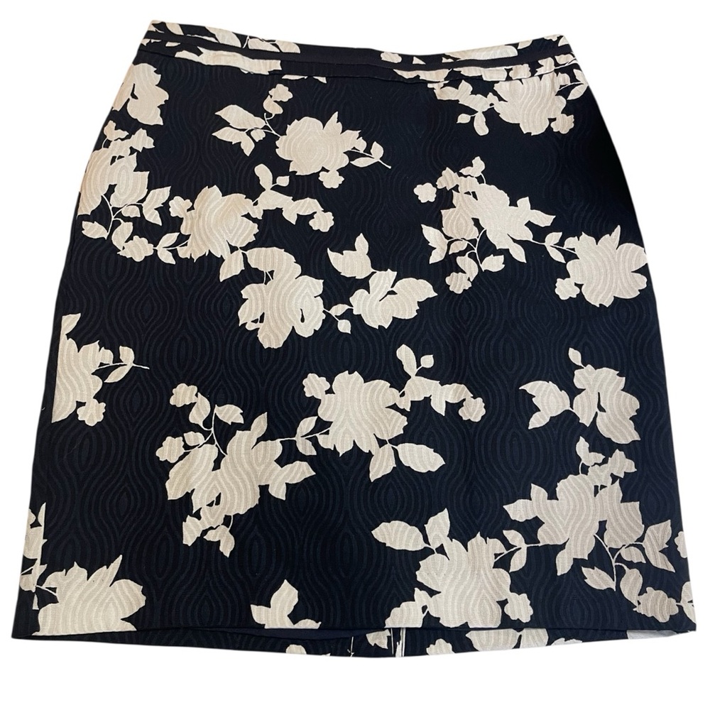 NWTS TALBOTS COTTAGE CORE NAVY & WHITE FLORAL PRINT PENCIL SKIRT SZ 12 P - Picture 2 of 10